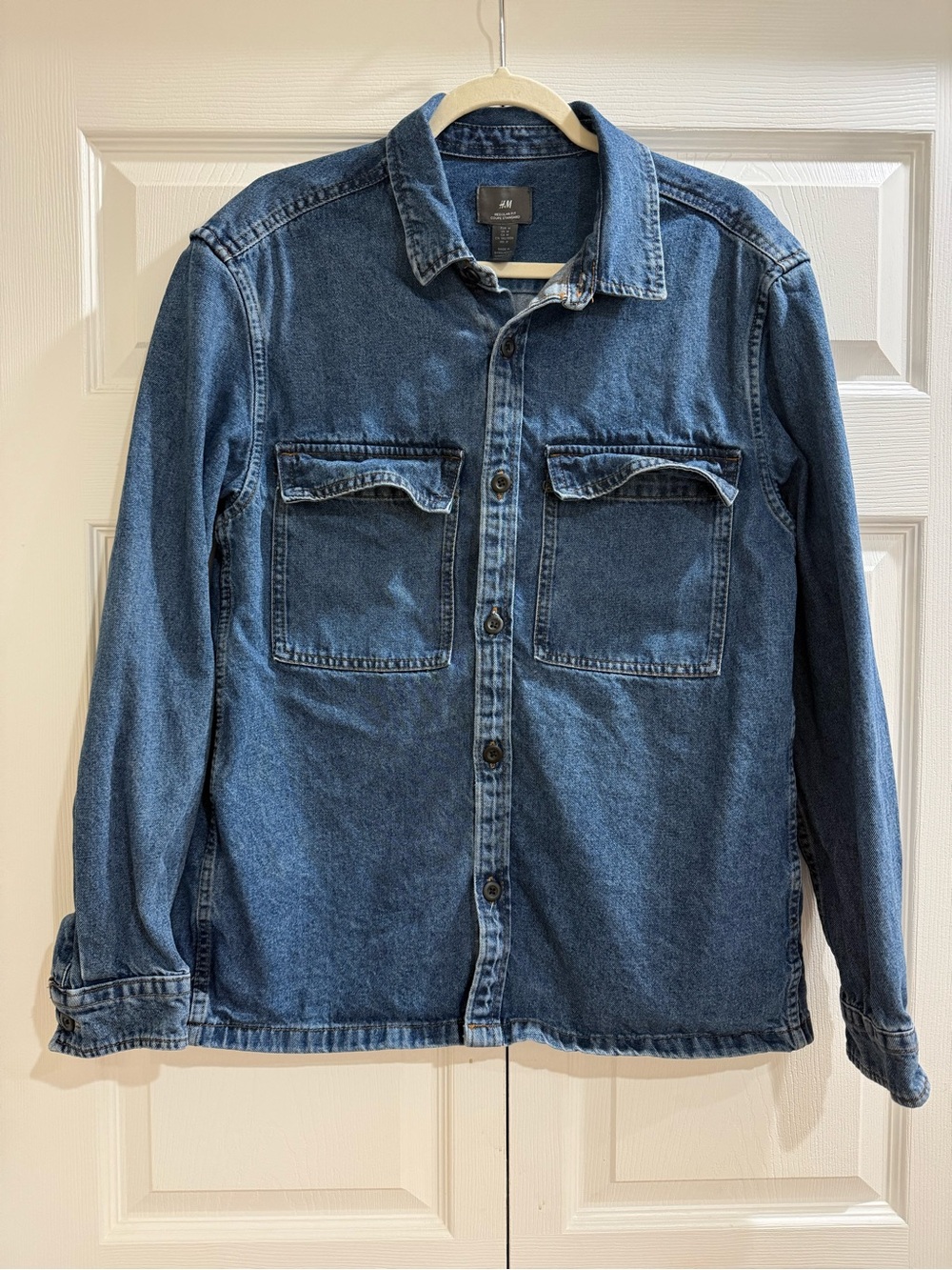 H&M Men's Dark Blue Denim Shirt Jacket